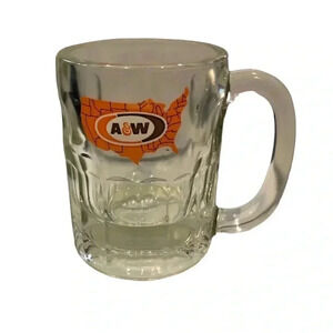 Vintage Small AW ROOT BEER Logo 4 1/4" Tall HEAVY GLASS 8 OUNCE MUG.